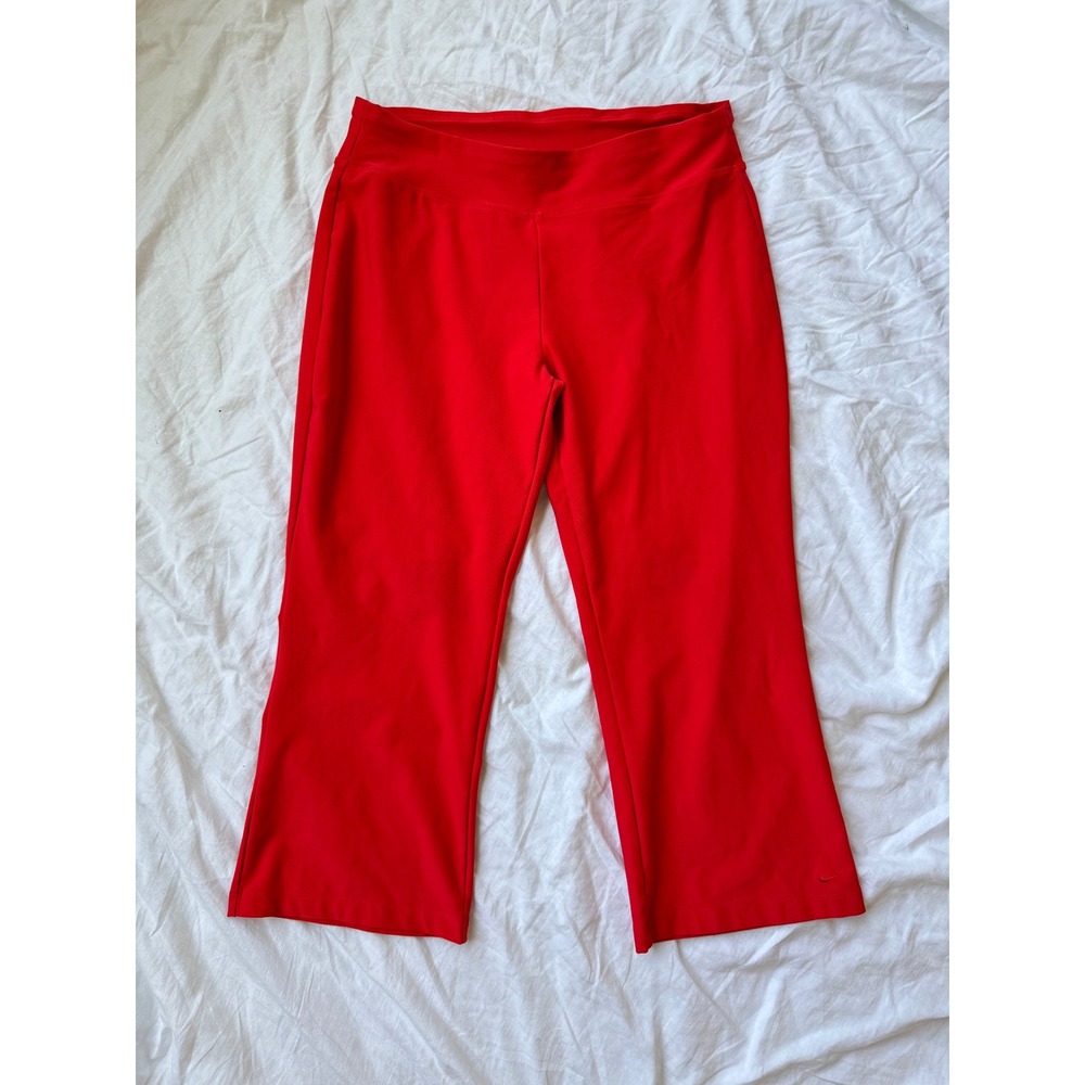 Nike Dri-FIT Orange Cropped Yoga Pants Flare Leg Women's Sz Large Y2k